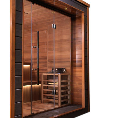 GOLDEN DESIGNS BERGEN 6 PERSON OUTDOOR-INDOOR TRADITIONAL STEAM SAUNA - CANADIAN RED CEDAR INTERIOR (GDI-8206-01)