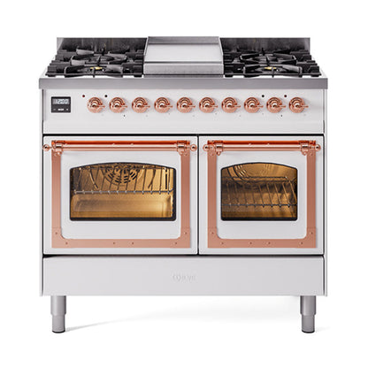 ILVE Nostalgie II Noblesse 40" Dual Fuel Freestanding Range with 9 Sealed Burners + Griddle Triple Glass Door - UND40FNMP