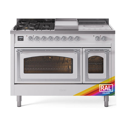 ILVE Nostalgie II Noblesse 48" Dual Fuel Freestanding Range 5 Sealed Burners + Griddle + French Top with Triple Glass Door - UN48FSNMP