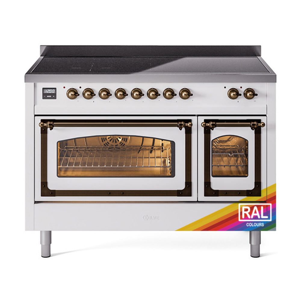 ILVE Nostalgie II Noblesse 48″ Induction Freestanding Range with Triple Glass Door - UNI486NMP