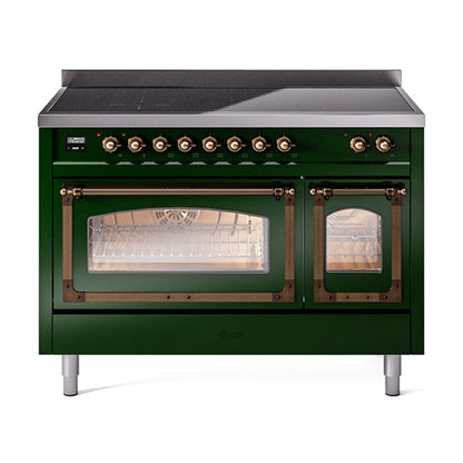 ILVE Nostalgie II Noblesse 48″ Induction Freestanding Range with Triple Glass Door - UNI486NMP