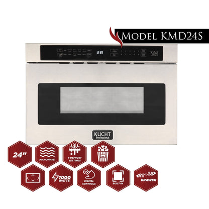 Kucht 5-Piece Appliance Package - 48" Gas Range, 36" Panel Ready Refrigerator, Under Cabinet Hood, Panel Ready Dishwasher, & Microwave Drawer