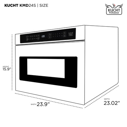 Kucht 5-Piece Appliance Package - 36-Inch Dual Range, 36-Inch Panel Ready Refrigerator, Wall Mount Hood, Panel Ready Dishwasher, & Microwave Drawer