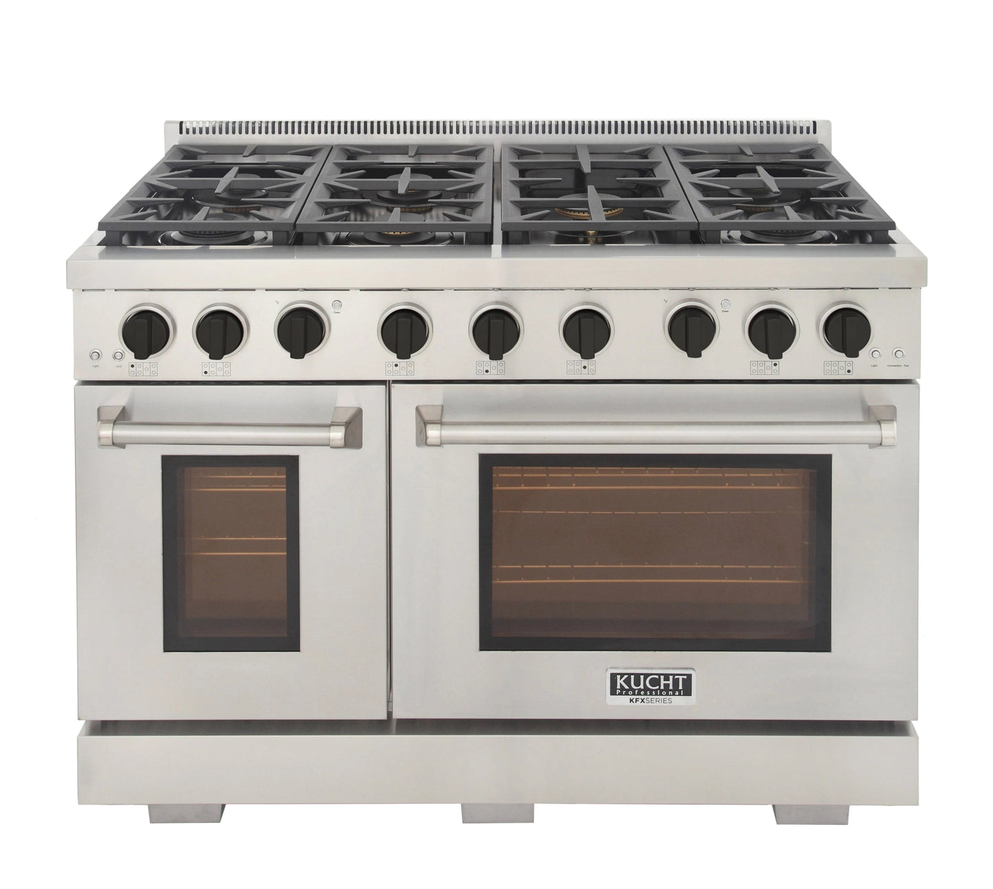 Kucht Appliance Package - 48 inch Gas Range in Stainless Steel, Wall Range Hood, Refrigerator - K748-KFX480-FDS