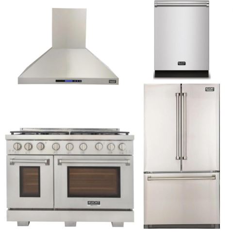 Kucht Appliance Package - 48 inch Natural Gas Range in Stainless Steel, Range Hood, Refrigerator, Dishwasher, KRH-KFX480-4812IS