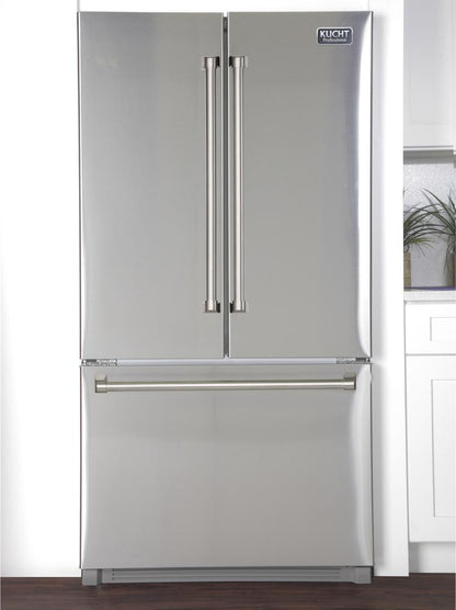 Kucht 4-Piece Appliance Package - 48-Inch Dual Fuel Range, Refrigerator, Wall Mount Hood, & Dishwasher in Stainless Steel