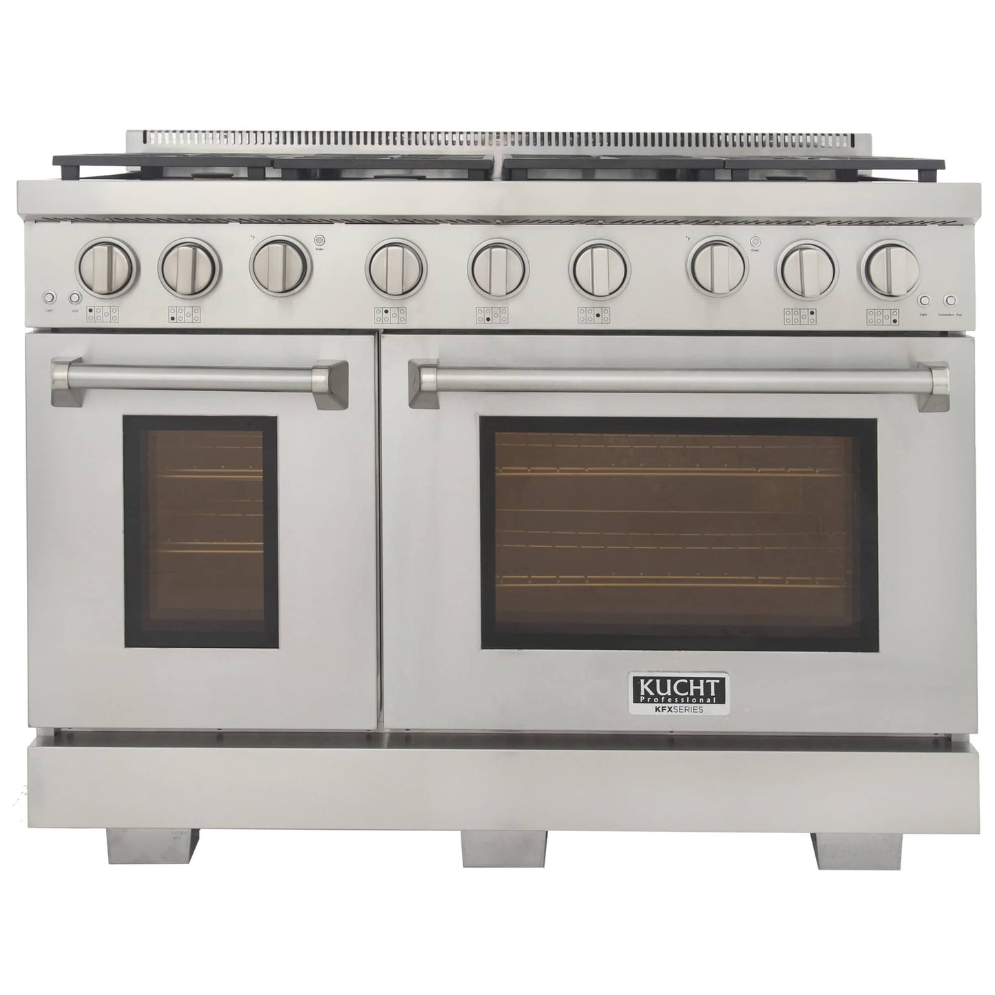 Kucht 4-Piece Appliance Package - 48" Gas Range, 36" Panel Ready Refrigerator, Wall Mount Hood, & Panel Ready Dishwasher