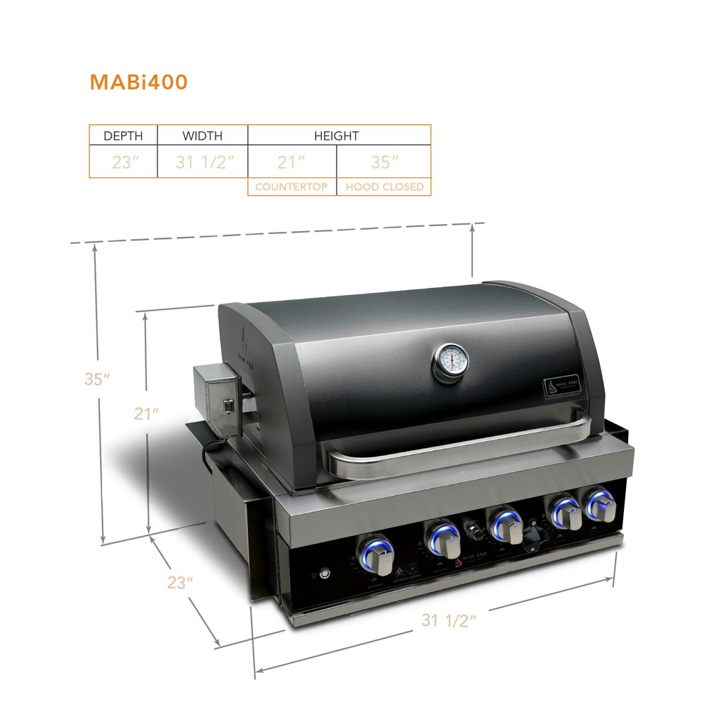 Mont Alpi 32" Black Stainless Steel Built in Grill - MABi400-BSS