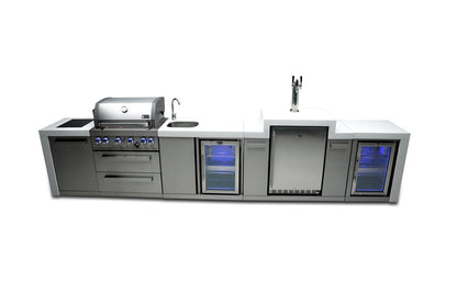 Mont Alpi 400 Deluxe BBQ Grill Island with Kegerator, Beverage Center and Fridge Cabinet - MAi400-DKEGBEVFC