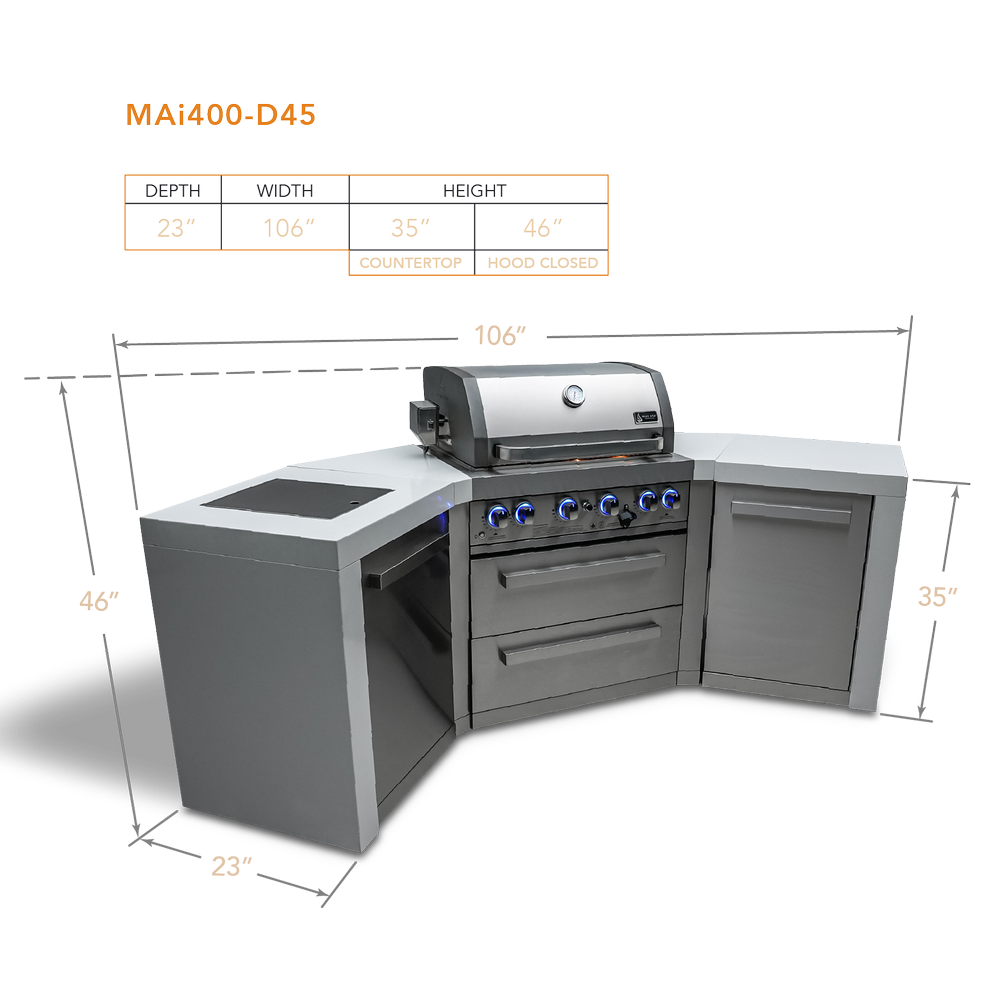 Mont Alpi 400 Deluxe Island with 45 Degree Corners - MAi400-D45