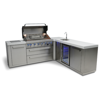 Mont Alpi 805 BBQ Grill Island with 90 Degree Corner and Beverage Center - MAi805-90BEV