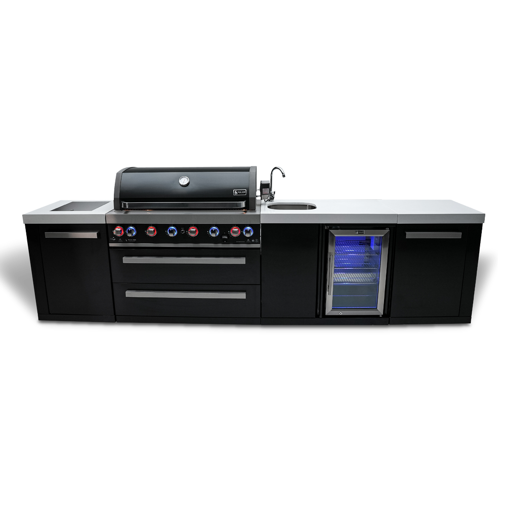 Mont Alpi Black Stainless Steel Island w/38" Grill & Beverage Center & Fridge - MAi805-BSSBEV