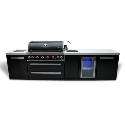 Mont Alpi Black Stainless Steel Island w/38" Grill & Beverage Center & Fridge - MAi805-BSSBEV