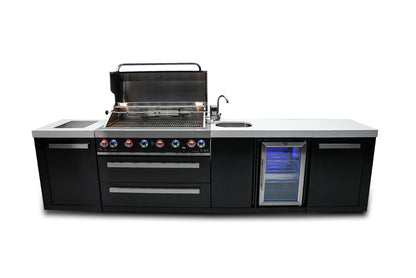 Mont Alpi Black Stainless Steel Island w/38" Grill & Beverage Center & Fridge - MAi805-BSSBEV