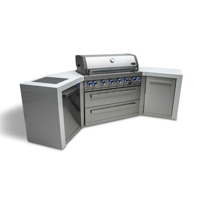 Mont Alpi 805 Deluxe BBQ Grill Island with 90 Degree Corner and Beverage Center - MAi805-D90BEV