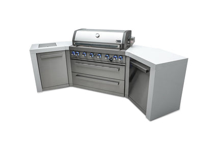 Mont Alpi 805 Deluxe BBQ Grill Island with 90 Degree Corner and Beverage Center - MAi805-D90BEV