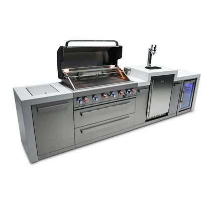 Mont Alpi 805 Deluxe BBQ Grill Island with Kegerator and Fridge Cabinet - MAI805-DKEGFC