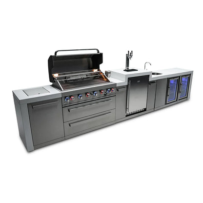 Mont Alpi 805 Deluxe BBQ Grill Island with Kegerator, Beverage Center and Fridge Cabinet - MAi805-DKEGBEVFC