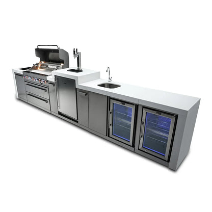 Mont Alpi 805 Deluxe BBQ Grill Island with Kegerator, Beverage Center and Fridge Cabinet - MAi805-DKEGBEVFC