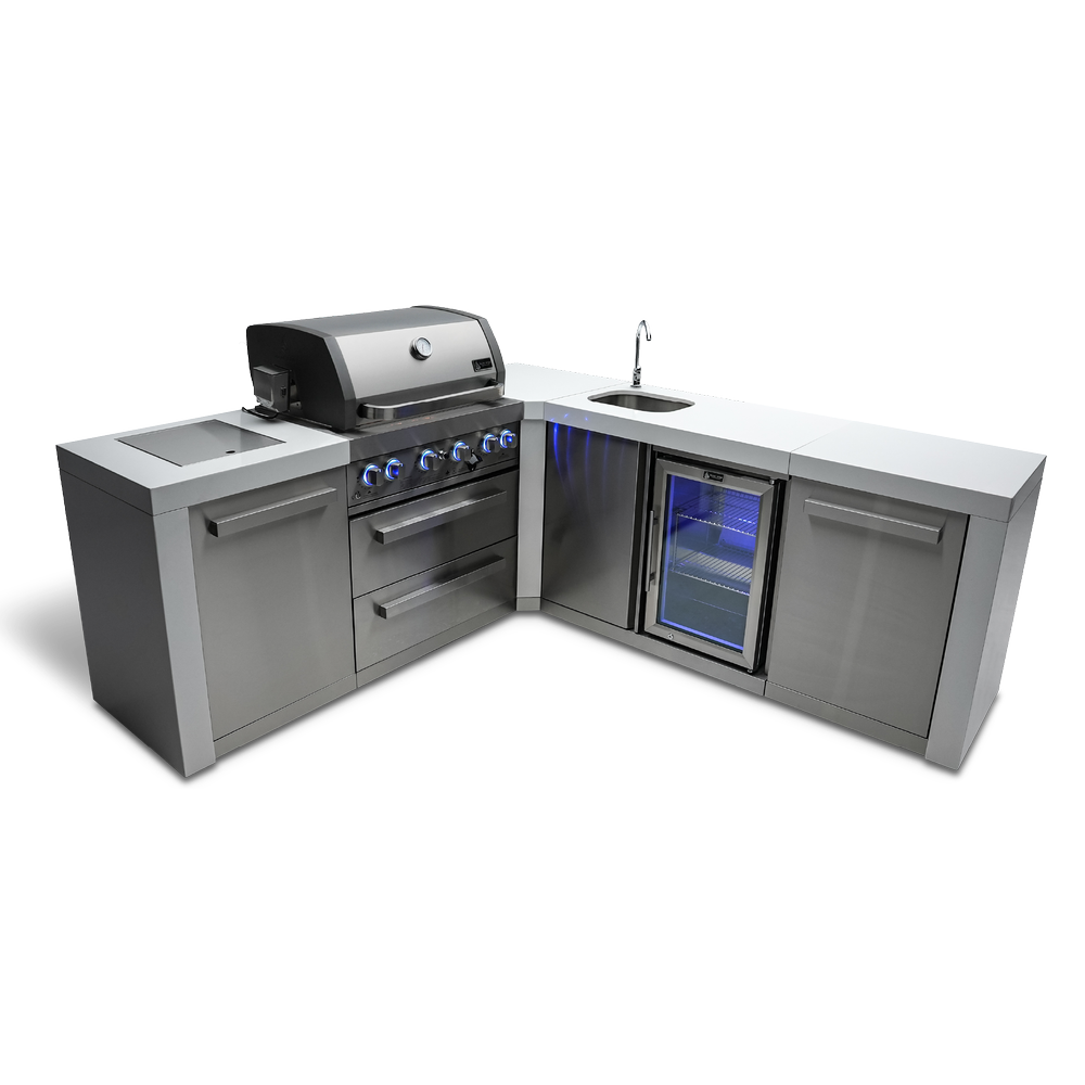 Mont Alpi 805 Deluxe Island with 90 Degree Corner and Beverage Center - MAi400-D90BEV