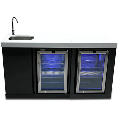 Mont Alpi Black Stainless Steel Beverage Center and Fridge Cabinet - MA-BEVBSSFC