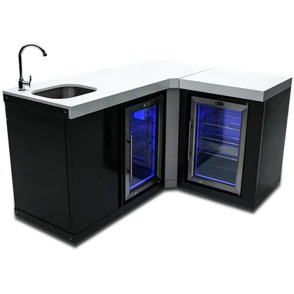 Mont Alpi Black Stainless Steel Beverage Center with 90 Degree Corner and fridge Cabinet - MA-BEVBSS90FC