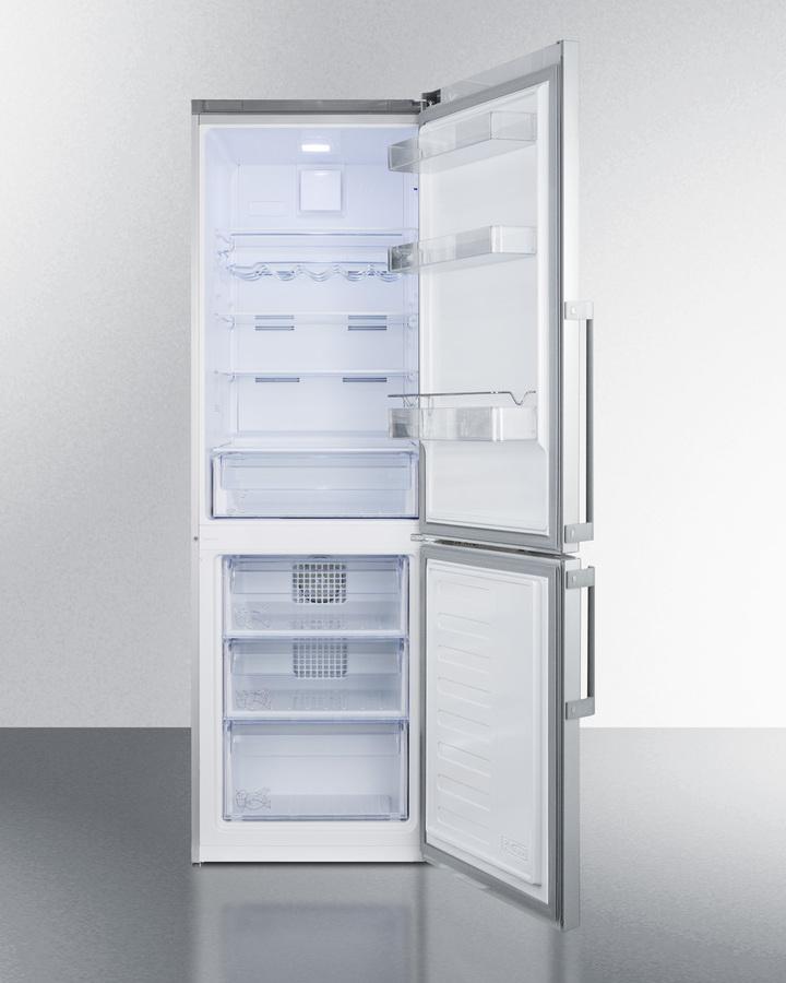 Summit 24" Wide Bottom Freezer Refrigerator in Stainless Steel with Digital Controls - FFBF246SS