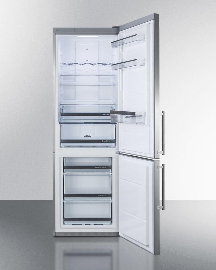 Summit 24" Wide Bottom Freezer Refrigerator with Stainless Steel Doors and Platinum Cabinet - FFBF249SS