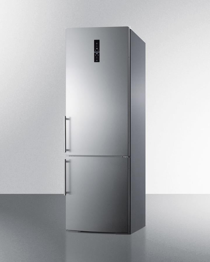 Summit 24" Wide Bottom Freezer Refrigerator with Stainless Steel Doors and Platinum Cabinet - FFBF249SS