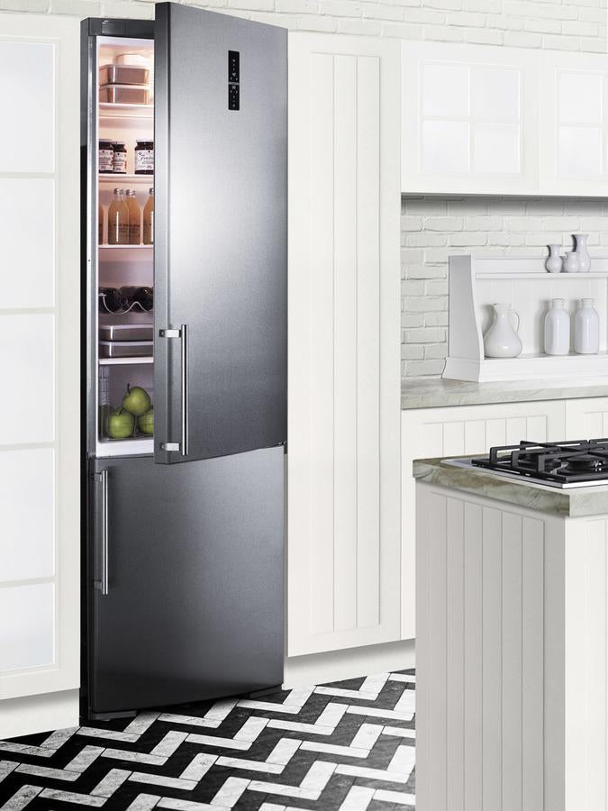 Summit 24" Wide Built-In Bottom Freezer Refrigerator with Stainless Steel Doors and Platinum Cabinet - FFBF249SSBI