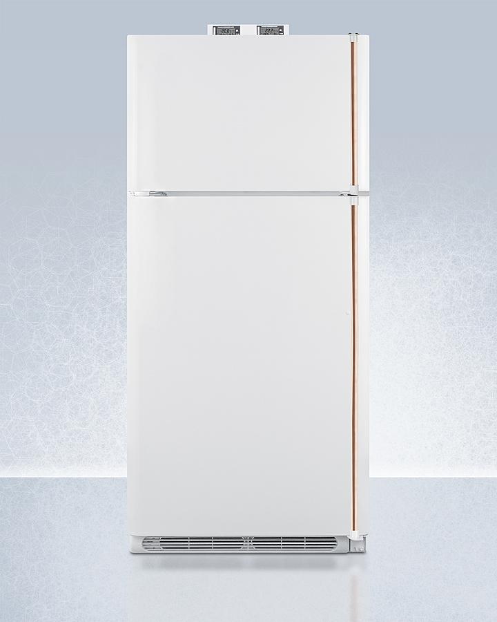 Summit 30" Wide Break Room Refrigerator-Freezer with Antimicrobial Pure Copper Handle - BKRF18WCPLHD