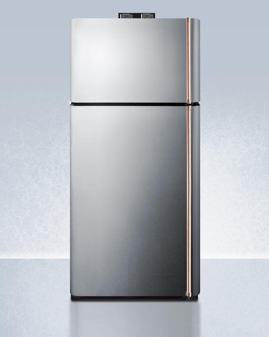 Summit 30" Wide Break Room Refrigerator-Freezer with Antimicrobial Pure Copper Handles - BKRF18PLCPLHD