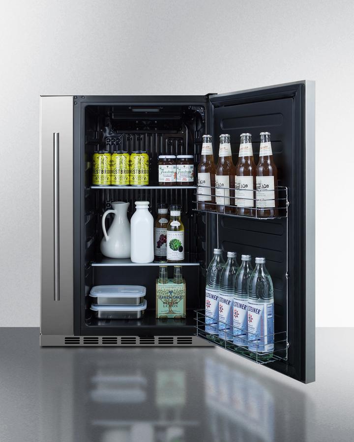 Summit Shallow Depth 24" Wide Built-In All-Refrigerator With Slide-Out Storage Compartment - FF19524