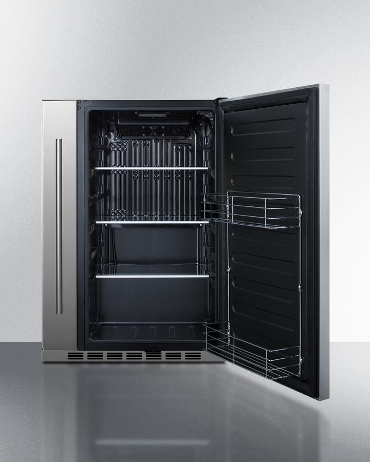 Summit Shallow Depth 24" Wide Built-In All-Refrigerator With Slide-Out Storage Compartment - FF19524