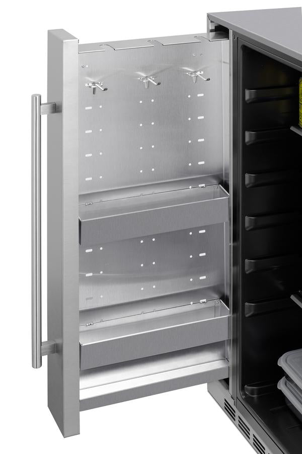 Summit Shallow Depth 24" Wide Built-In All-Refrigerator With Slide-Out Storage Compartment - FF19524