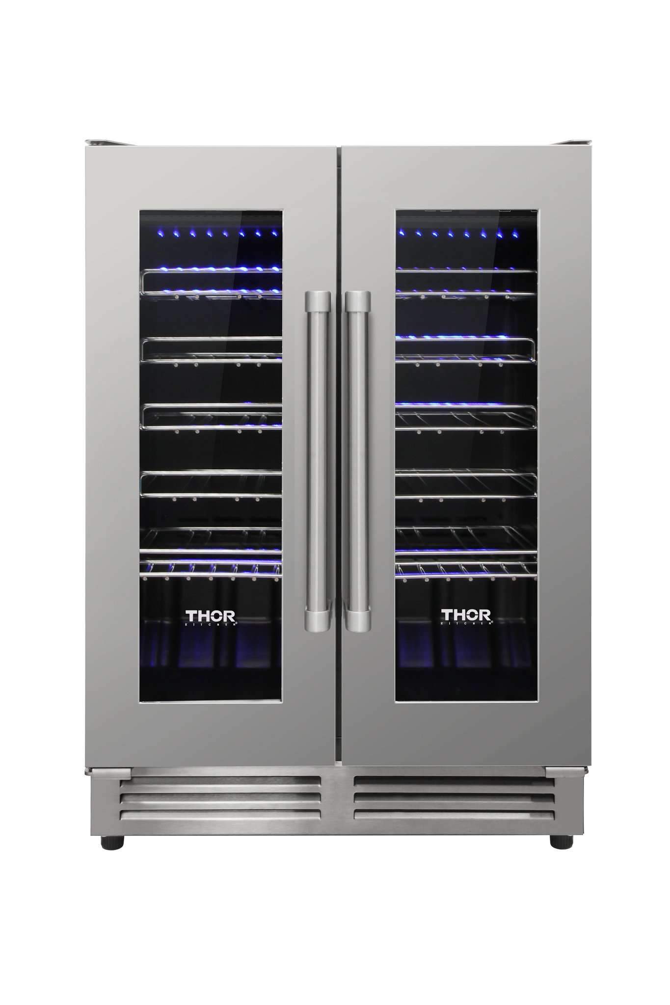 Thor Kitchen 5-Piece Pro Appliance Package - 48-Inch Dual Fuel Range, Pro Wall Mount Hood, French Door Refrigerator, Dishwasher, and Wine Cooler in Stainless Steel