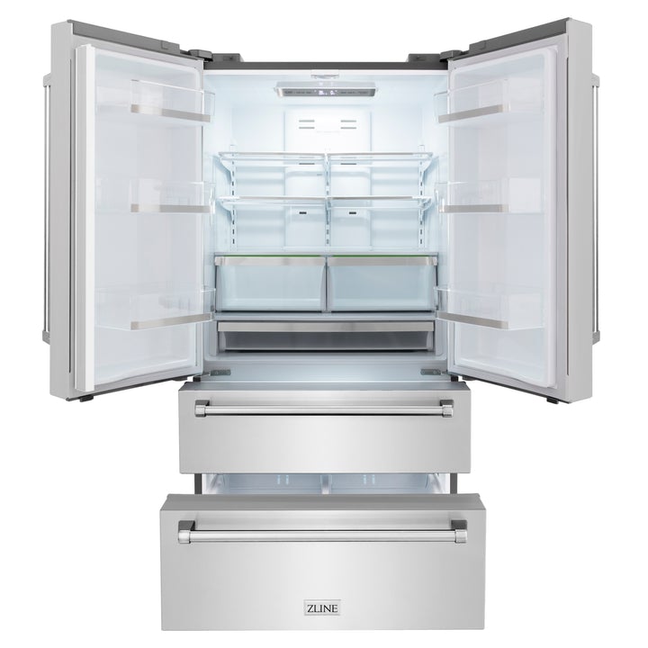 ZLINE 36 in. Counter Depth Refrigerator Shadow Stainless Steel Built-In French Door - RFM-36