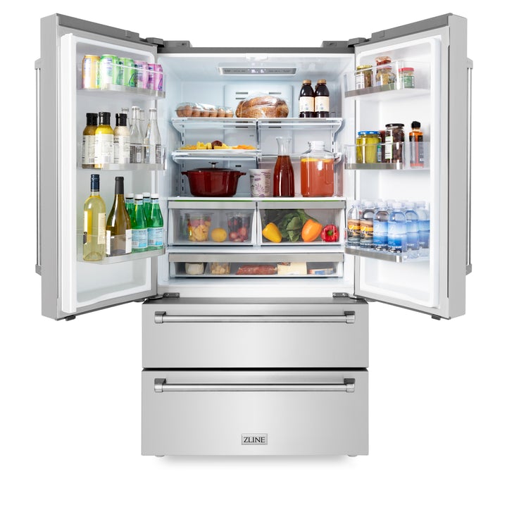 ZLINE 36 in. Counter Depth Refrigerator Shadow Stainless Steel Built-In French Door - RFM-36