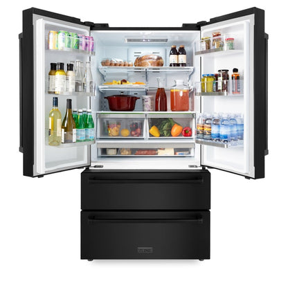 ZLINE 36 in. Counter Depth Refrigerator Shadow Stainless Steel Built-In French Door - RFM-36