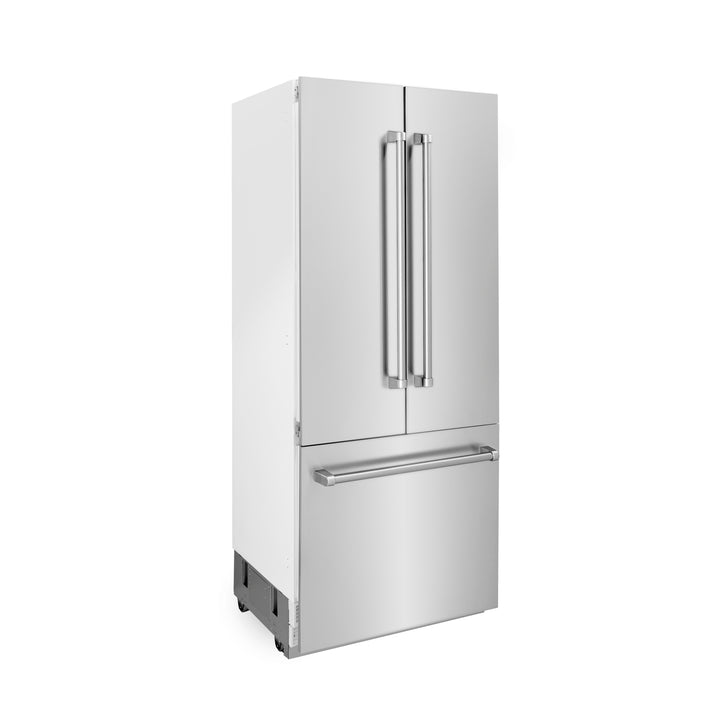 ZLINE 36" 19.6 cu. ft. Built-In 3-Door French Door Refrigerator with Internal Water and Ice Dispenser in Stainless Steel (RBIV-304-36)