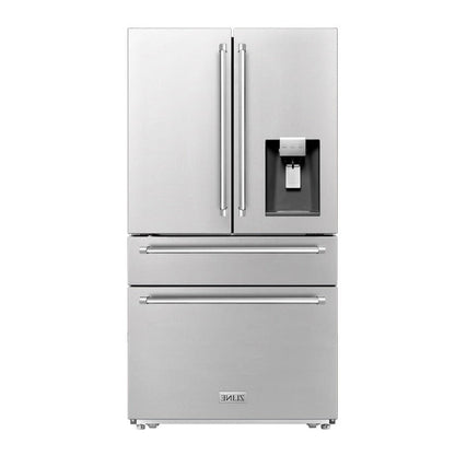 ZLINE 36 In. French Door Refrigerator Counter Depth Fingerprint with Water and Ice Dispenser - RFM-W-36