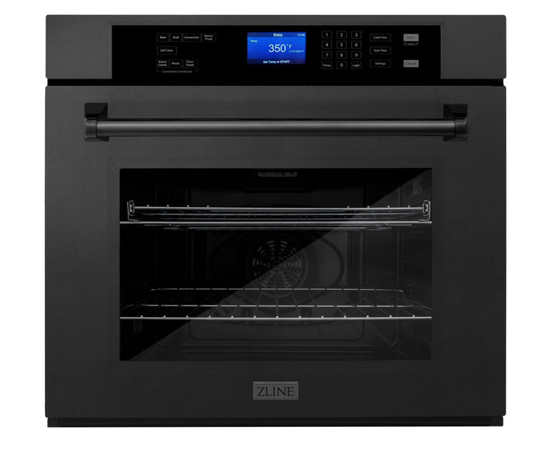 ZLINE 4-Piece Appliance Package - 36 In. Rangetop, Range Hood, Refrigerator, and Wall Oven in Black Stainless Steel - 4KPR-RTBRH36-AWS