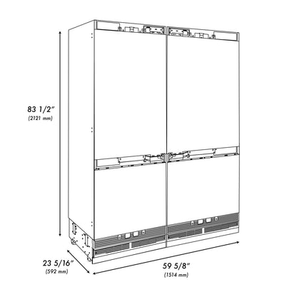 ZLINE 60" 32.2 cu. Ft. Panel Ready Built-In 4-Door French Door Refrigerator with Internal Water and Ice Dispenser - RBIV-60