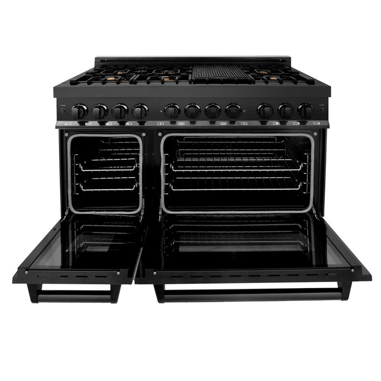 ZLINE Appliance Package - 48 in. Dual Fuel Range, Range Hood, Microwave, Dishwasher - 4KP-RABRH48-MWDW