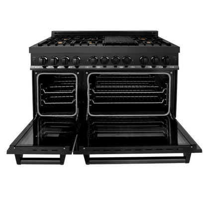 ZLINE Appliance Package - 48 in. Dual Fuel Range, Range Hood, Microwave, Dishwasher - 4KP-RABRH48-MWDW