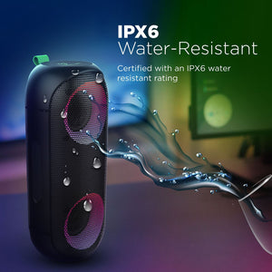 VERTUX 14W Bass Boosted Water Resistant LED Bluetooth Speaker.